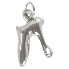 Organic Alphabet Necklace, Letter N, in Recycled Silver