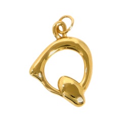 Organic Alphabet Necklace, Letter Q, 18 Carat Gold Plated Recycled Silver