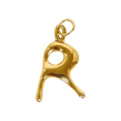 Organic Alphabet Necklace, Letter R, 18 Carat Gold Plated Recycled Silver Organic Alphabet Necklace, Letter R, 18 Carat Gold Plated Recycled Silver