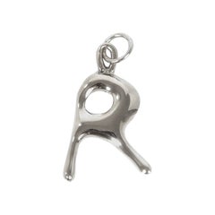 Organic Alphabet Necklace, Letter R, in Recycled Silver