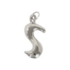 Organic Alphabet Necklace, Letter S, in Recycled Silver