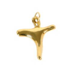 Organic Alphabet Necklace, Letter T, 18 Carat Gold Plated Recycled Silver