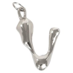 Organic Alphabet Necklace, Letter V, in Recycled Silver