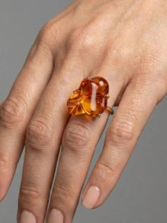 Organic Amber 14K (18K Custom) Yellow Gold Statement Ring
