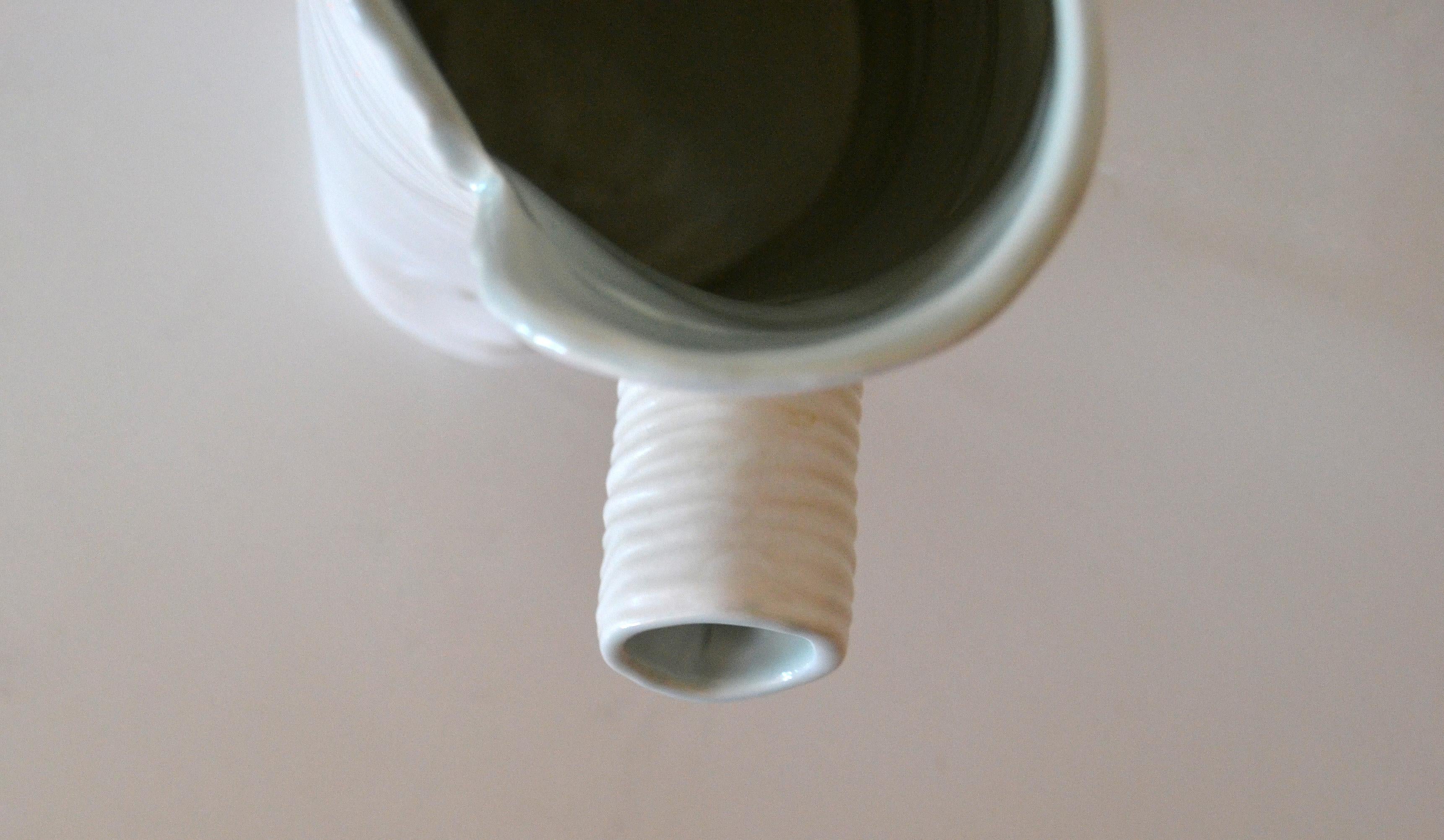 Organic American Modern White Ceramic Wild Woodland Tree Stump Vase Sherry Olsen 1