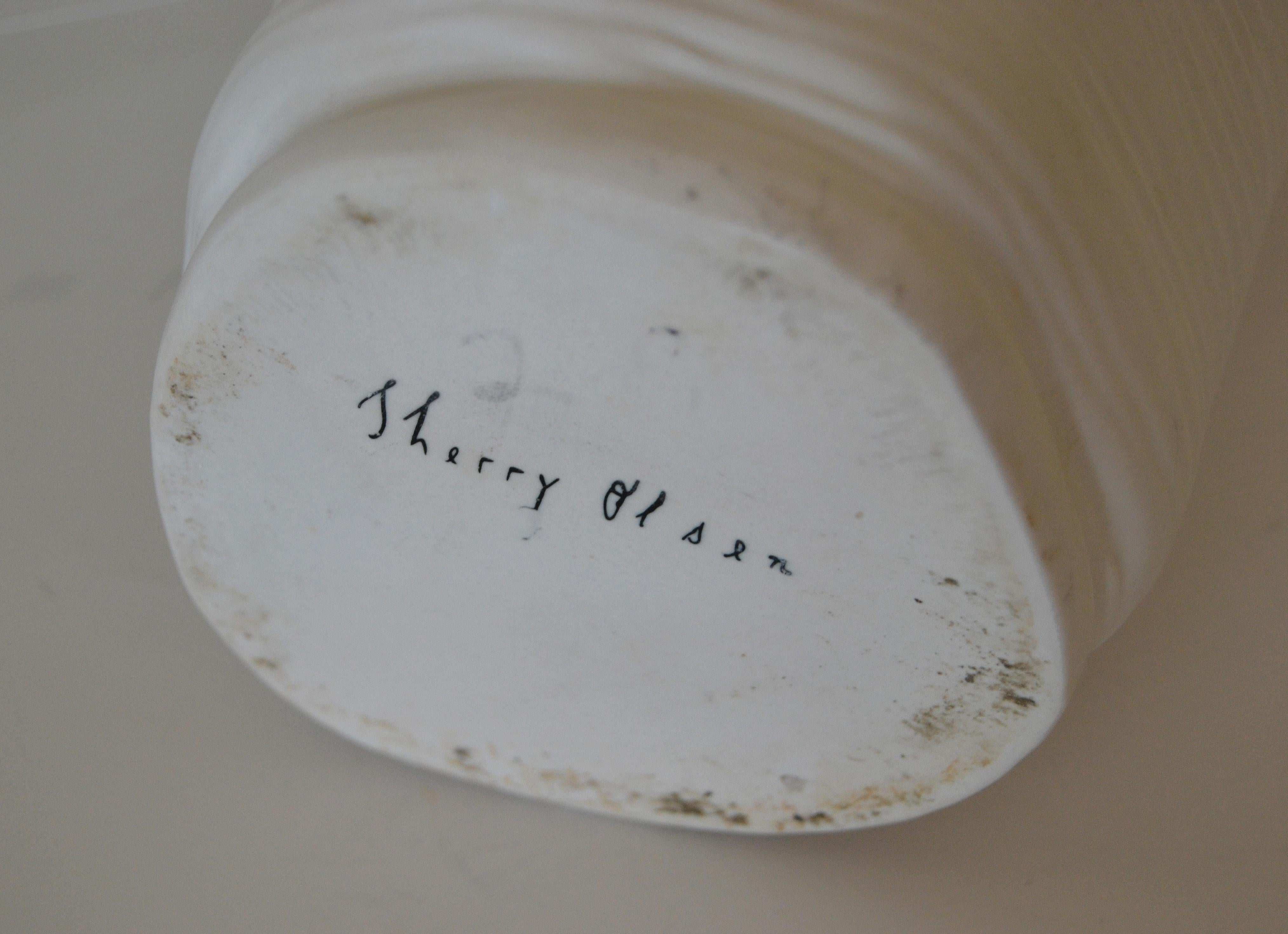 Organic American Modern White Ceramic Wild Woodland Tree Stump Vase Sherry Olsen 3