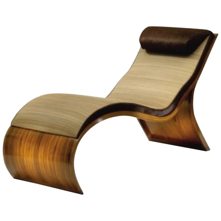 Organic and Ergonomically Formed Chaise Lounge in Exotic Wood