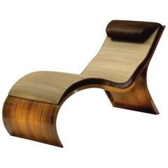 Organic and Ergonomically Formed Chaise Lounge in Exotic Wood