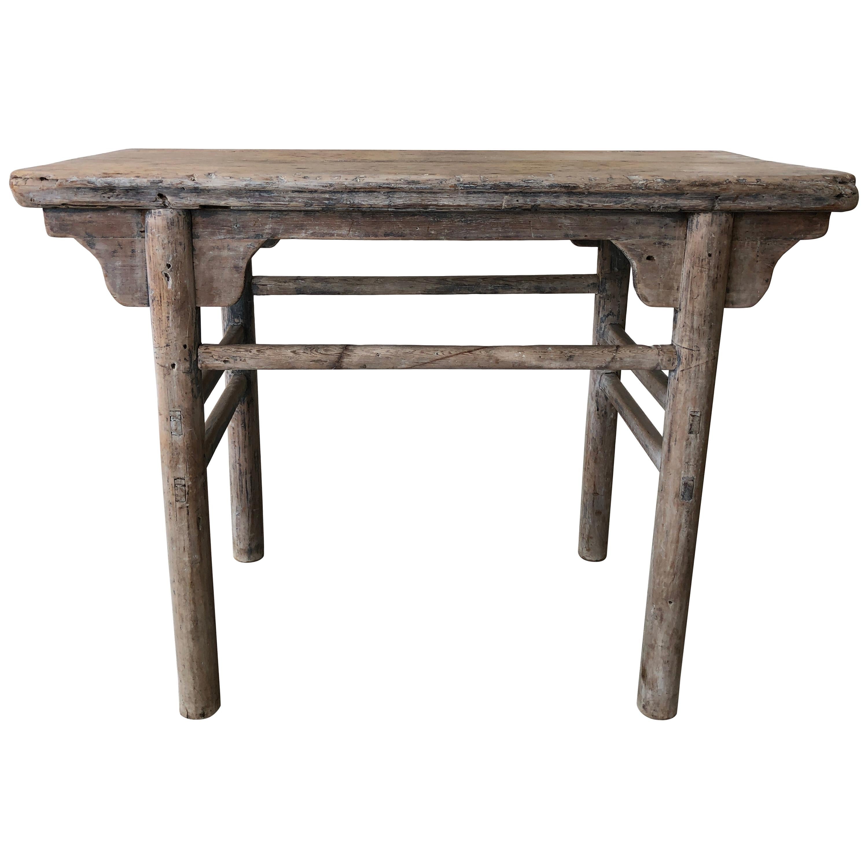 Organic Antique Asian Console in Poplar Wood, circa 1820-1830 For Sale