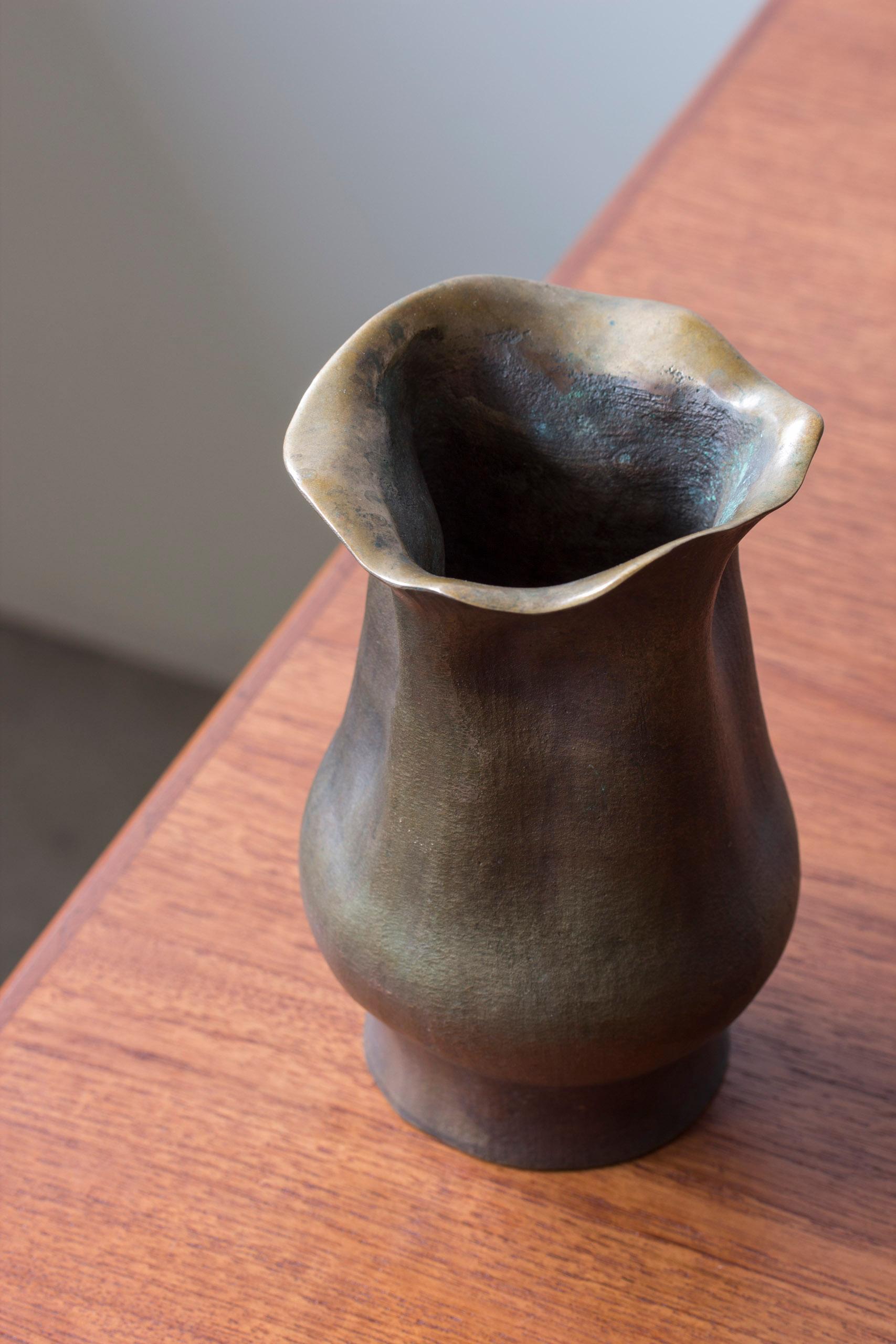 Scandinavian Modern Organic art bronze vase by Ekbergs, Sweden, 1950-60s For Sale