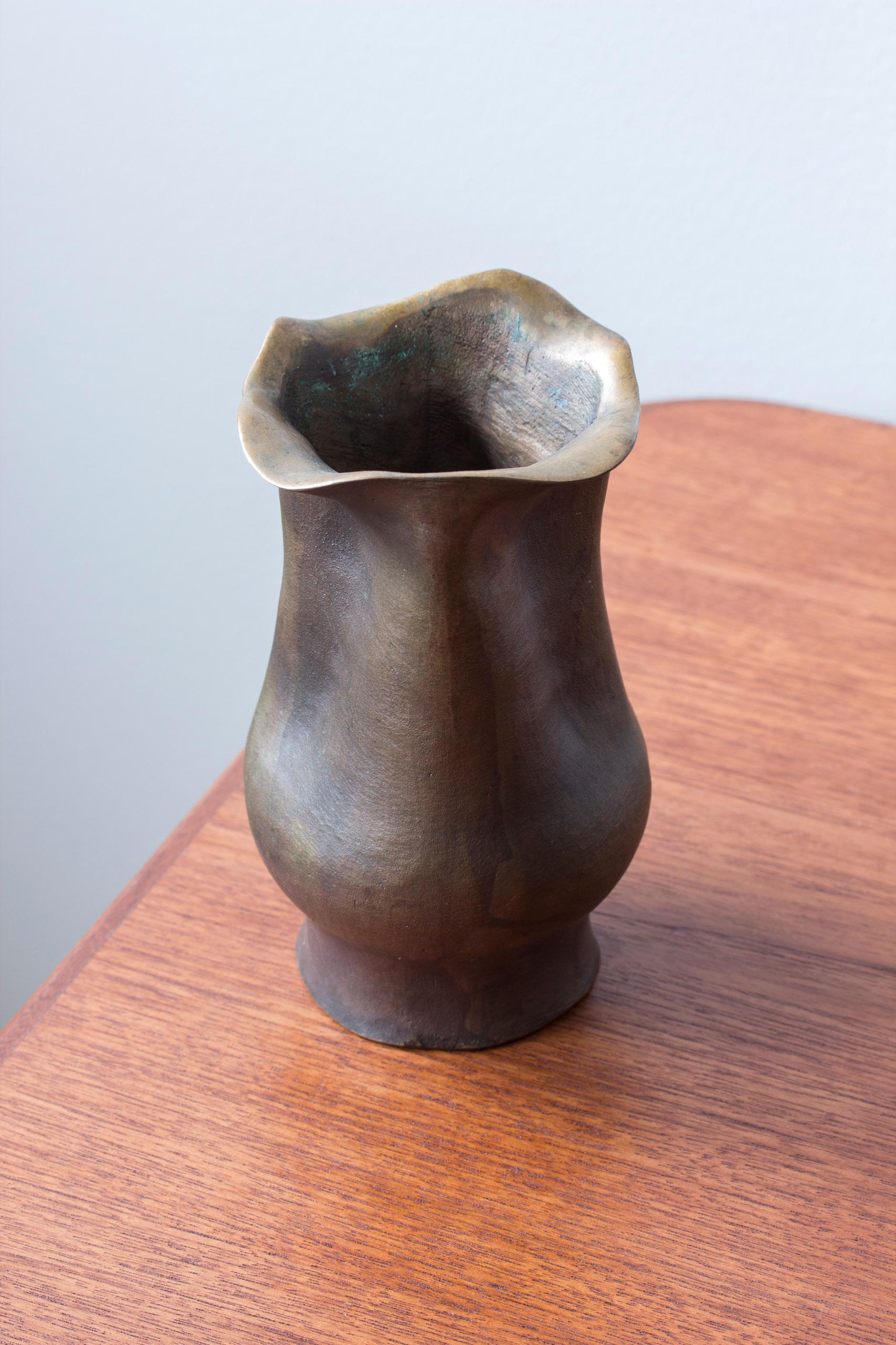 Mid-20th Century Organic art bronze vase by Ekbergs, Sweden, 1950-60s For Sale