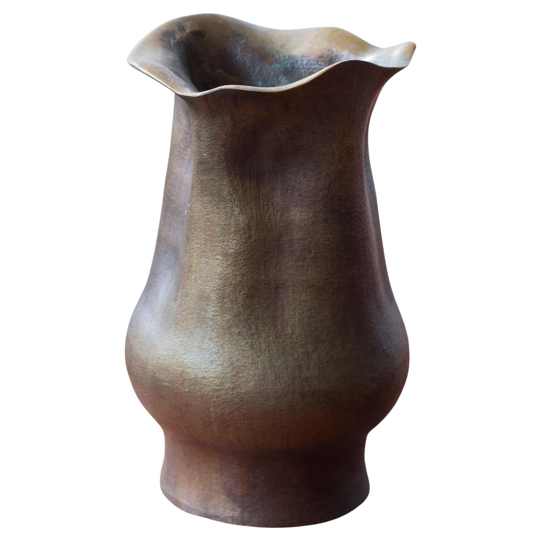 Organic art bronze vase by Ekbergs, Sweden, 1950-60s For Sale