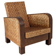 Organic "Art Deco" Lounge Chair in Birch and Traditional Bark, Finland 1940s