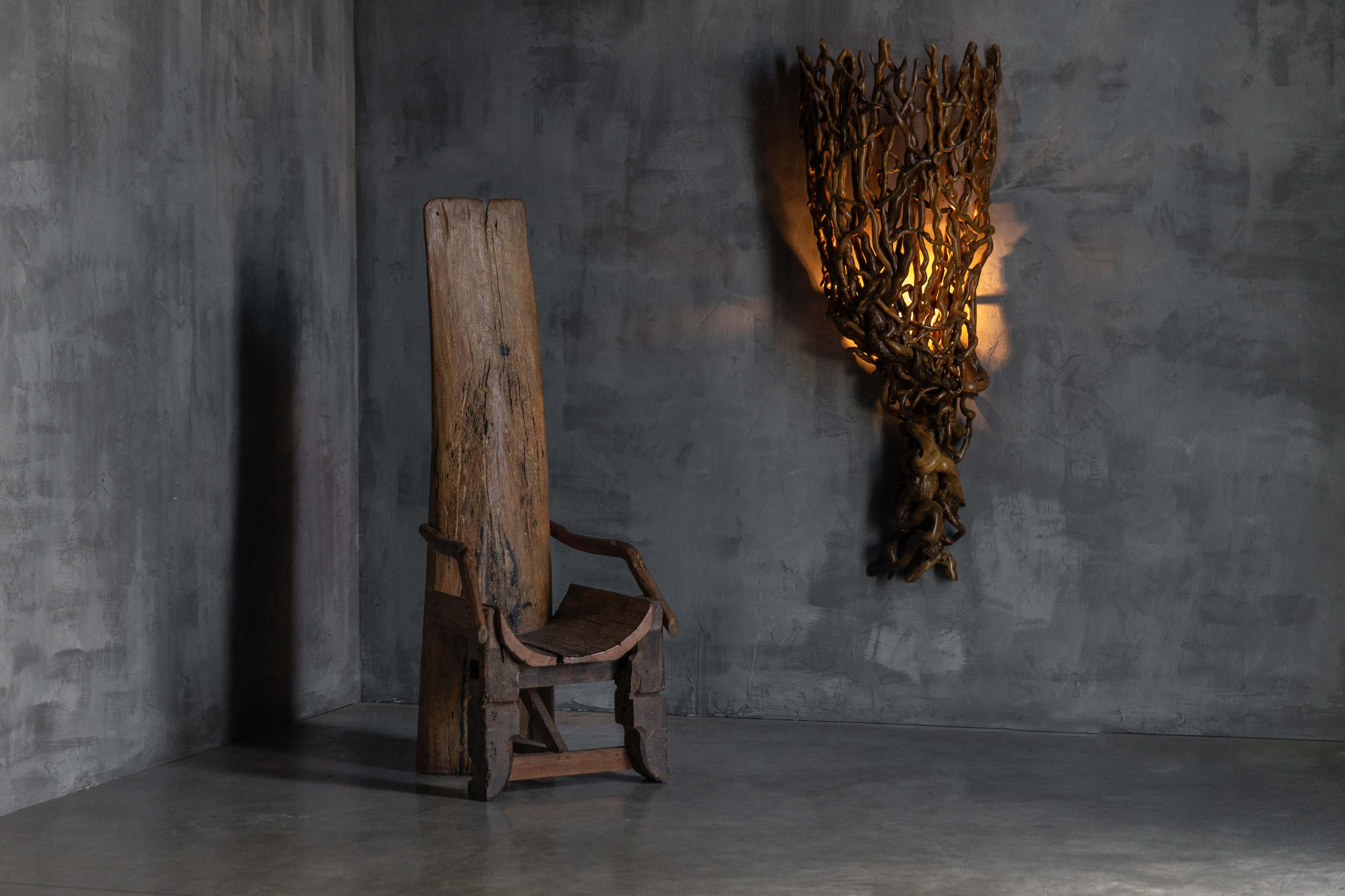 Aporta un toque de arte natural a tu espacio con nuestro aplique de pared artesanal de madera flotante. Esta llamativa pieza está meticulosamente elaborada con auténticas ramas de madera flotante, cada una de ellas retorcida y entrelazada de forma