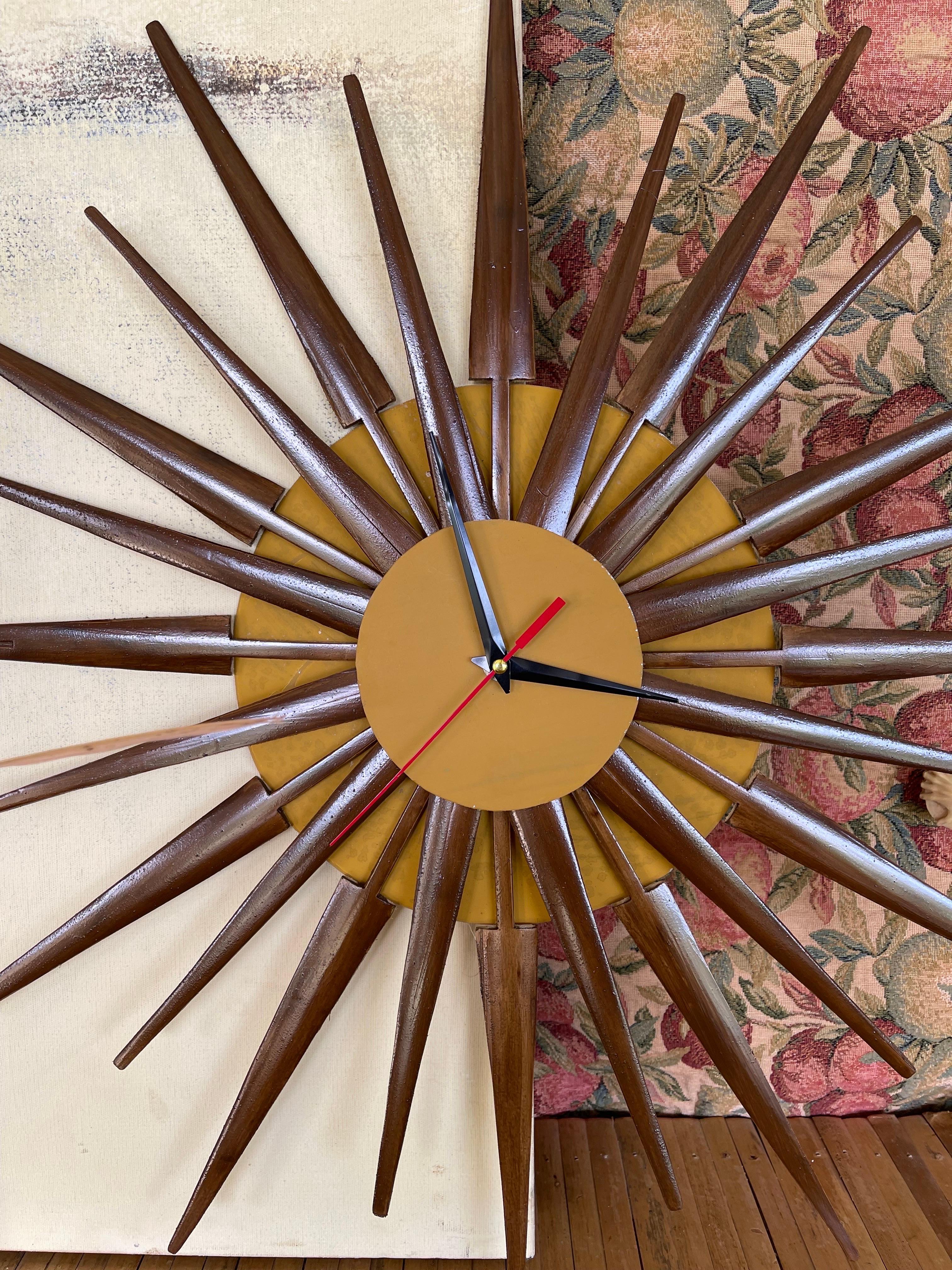 vintage mid century starburst clock