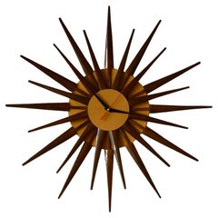 Organic Bamboo Mid Century Style Starburst Clock Hand Made