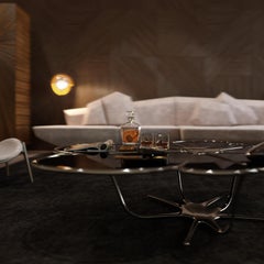 Organic Beautifull Coffee Table, Smoked Glass and Brass Legs