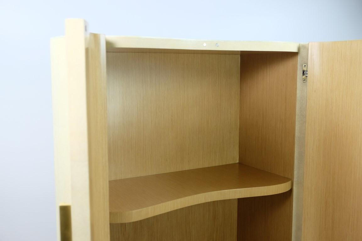 Hand-Crafted Organic Bedside Table in Parchment and White Marquetry by Ginger Brown For Sale