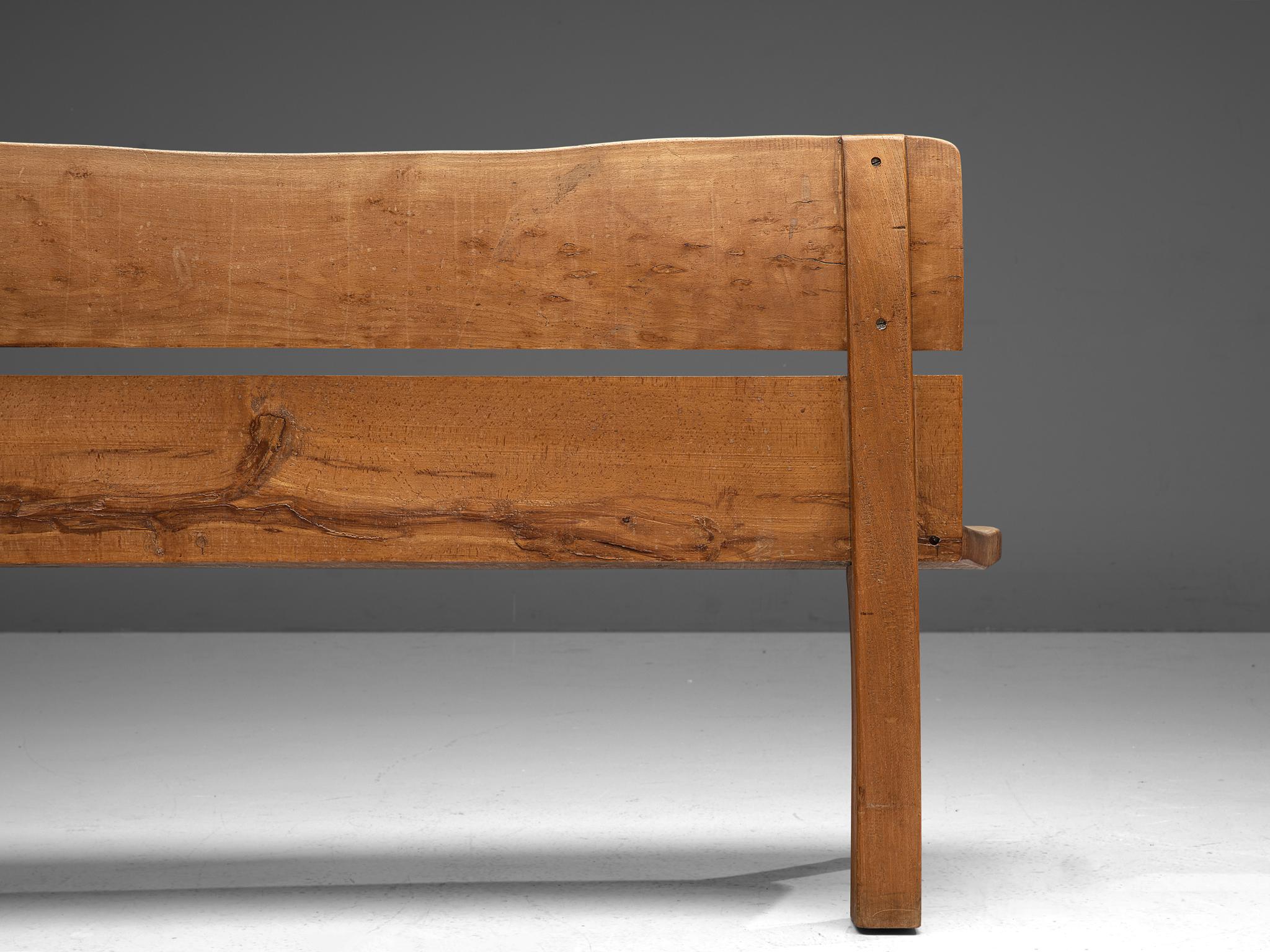 Mid-20th Century Organic Bench in Solid Oak, France