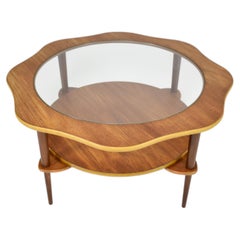 Tavolino da cocktail in teak e vetro con bordi smerlati e forma biomorfica, circa 1960