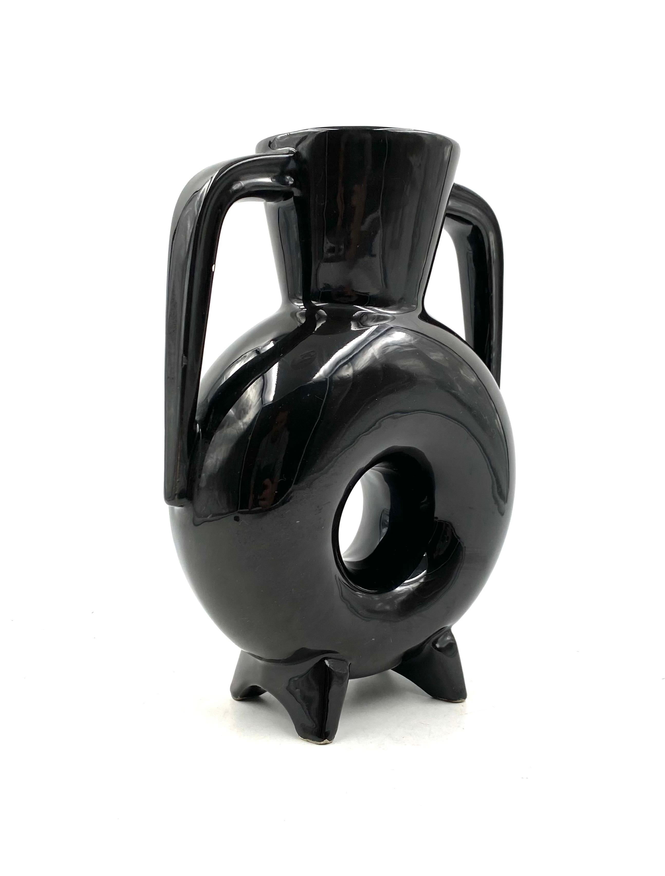 Organic Black Ceramic Vase, France, 1970s For Sale 9