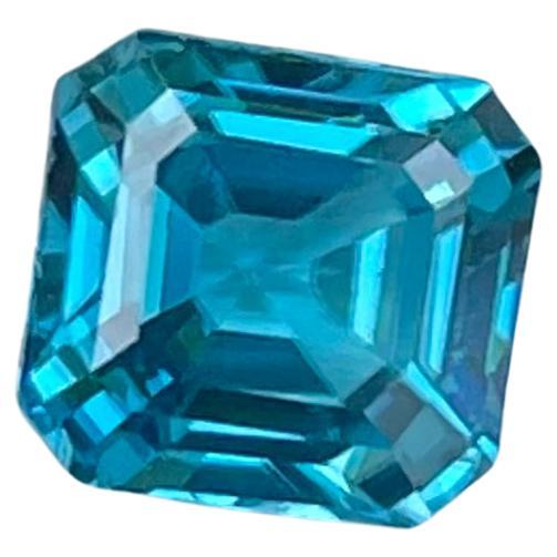 Organic Blue Zircon 2.40 carats Emerald Cut Natural Loose Cambodian Gemstone