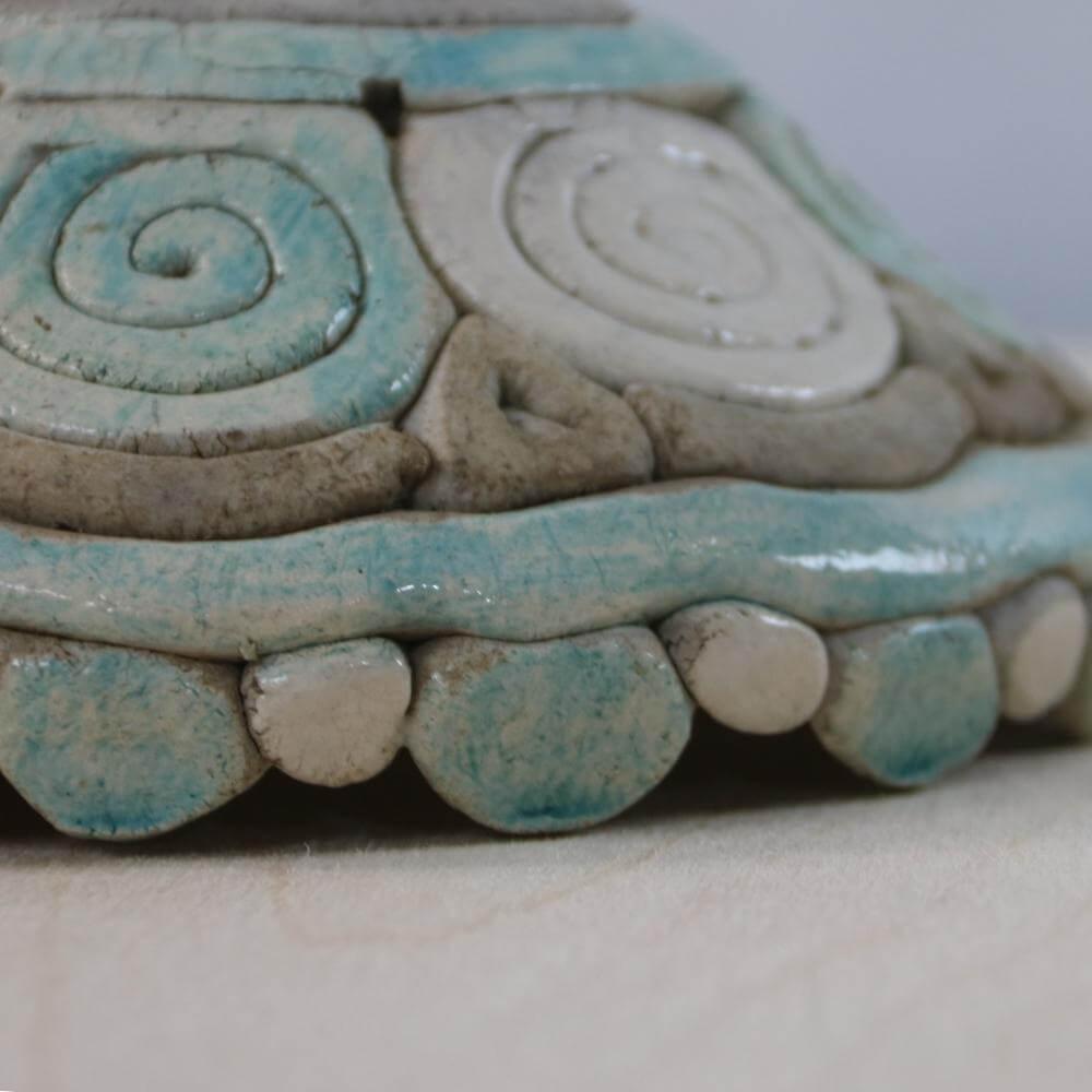 Organic bowl. Raw form with a natural effect and turquoise-white color from 1970 For Sale 4