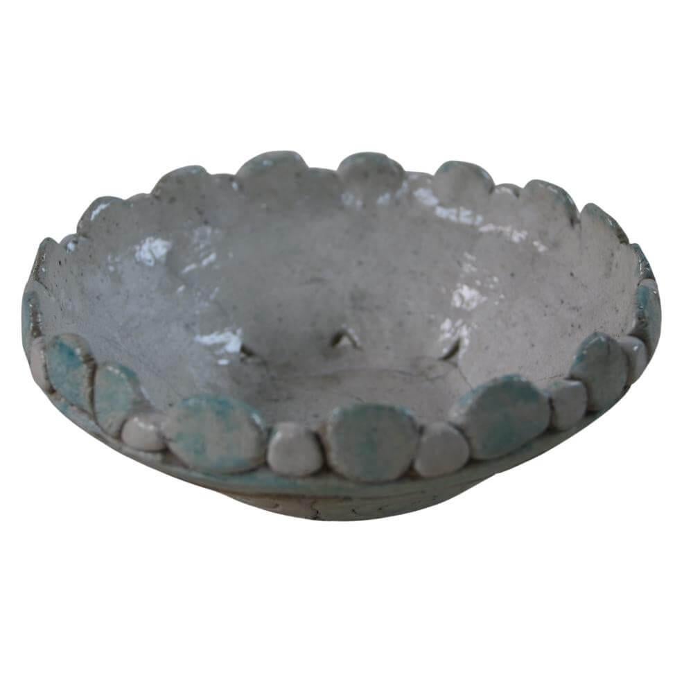 Organic bowl. Raw form with a natural effect and turquoise-white color from 1970 For Sale 5