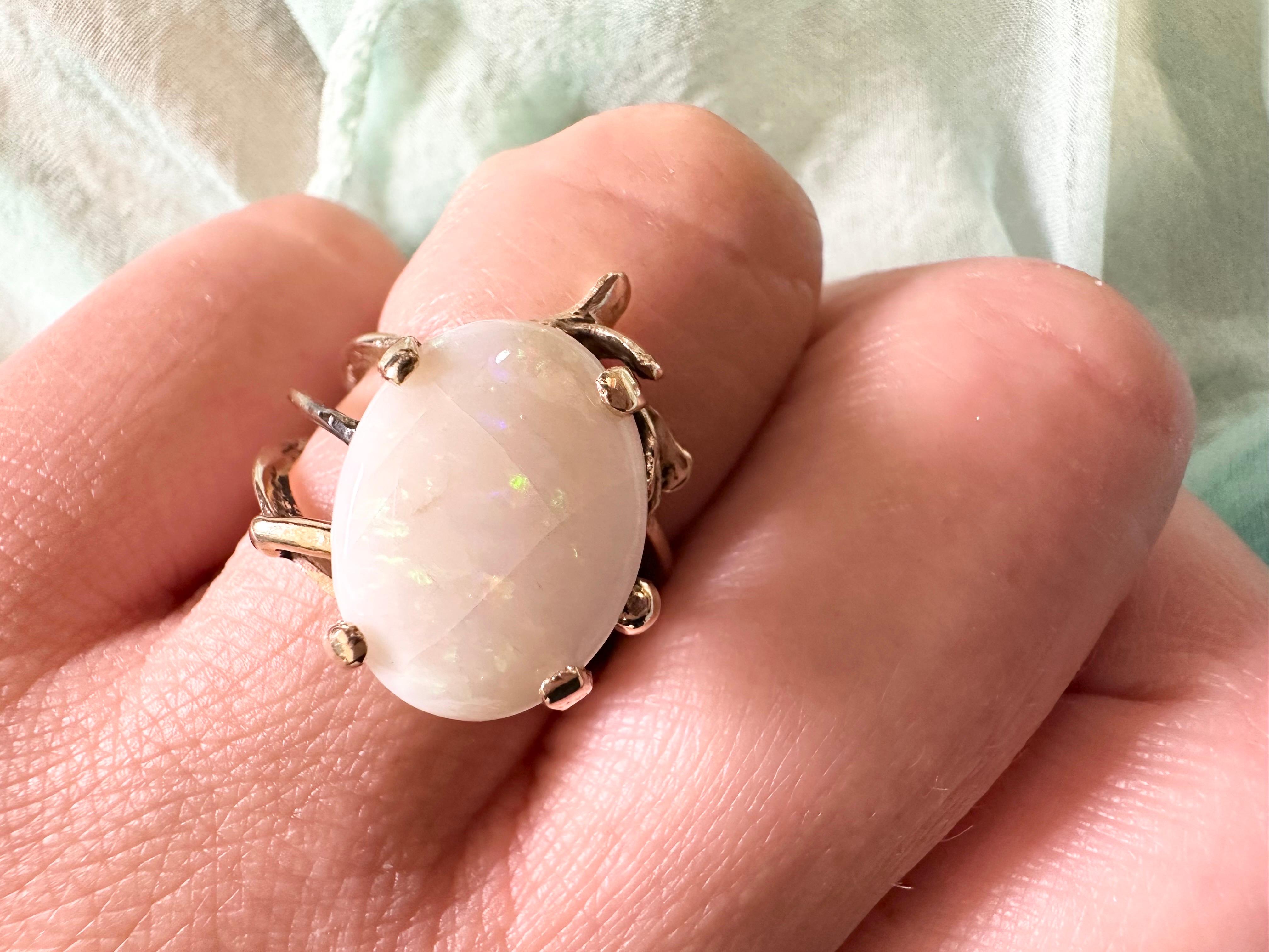 Women's or Men's Organic Branches Opal ring 14KT size 7 For Sale