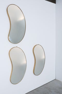 Organic Brass Rim Frame Mirrors (5) Mid-Century, Italy