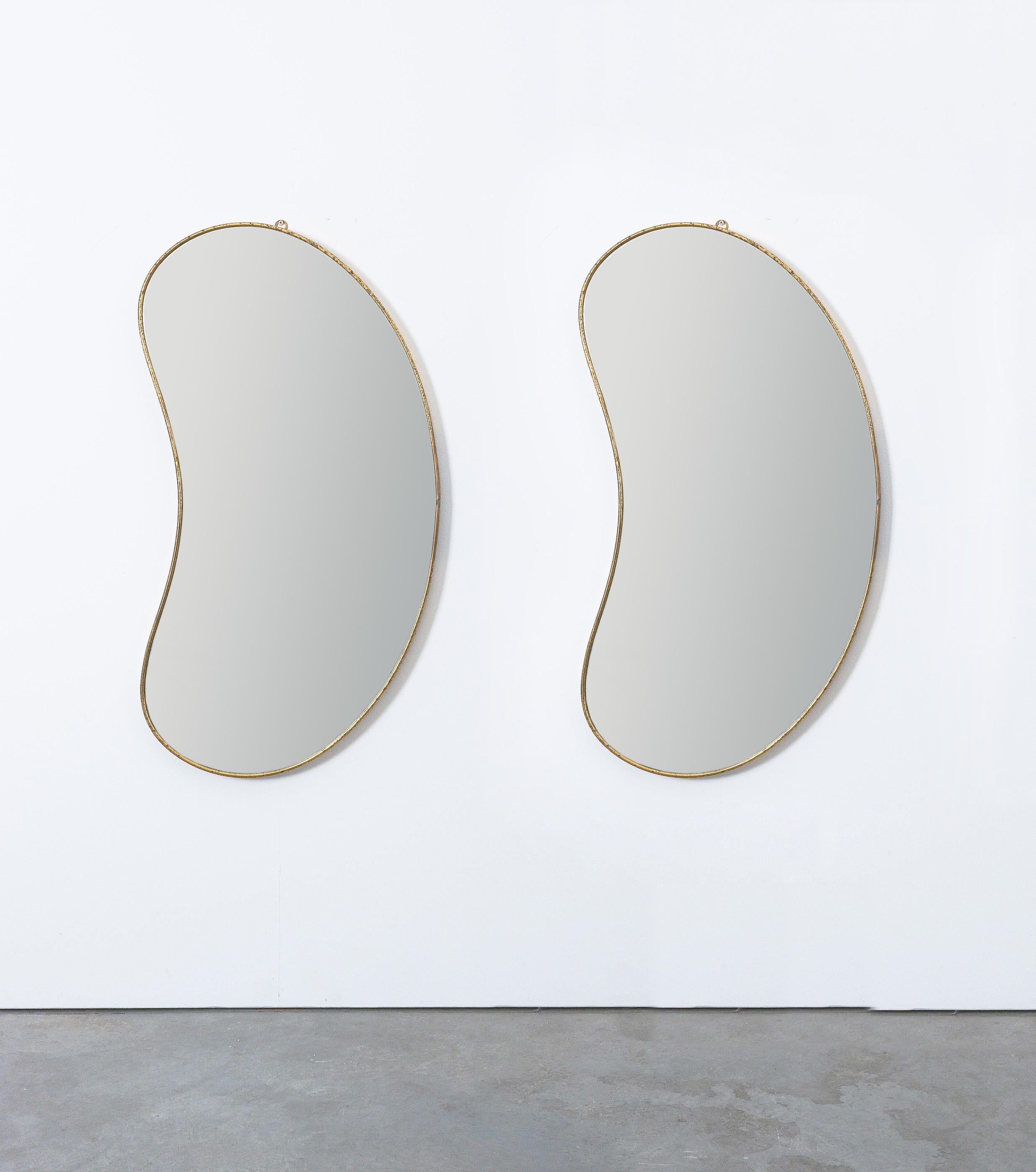 Mid-Century Modern Organic Brass Rim Frame Mirrors (5) Mid-Century, Italy For Sale
