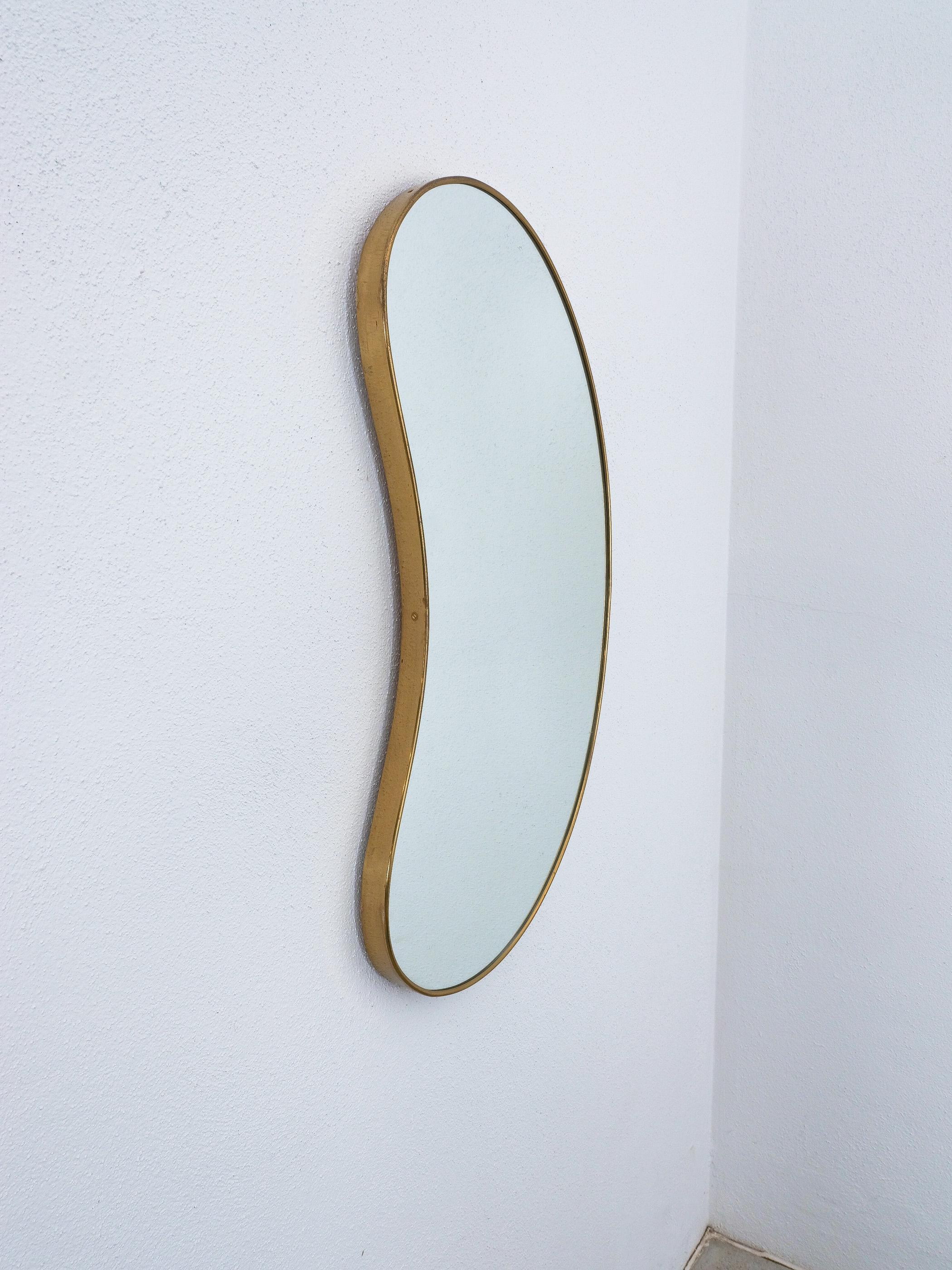 Italian Organic Brass Rim Frame Mirrors (5) Mid-Century, Italy For Sale