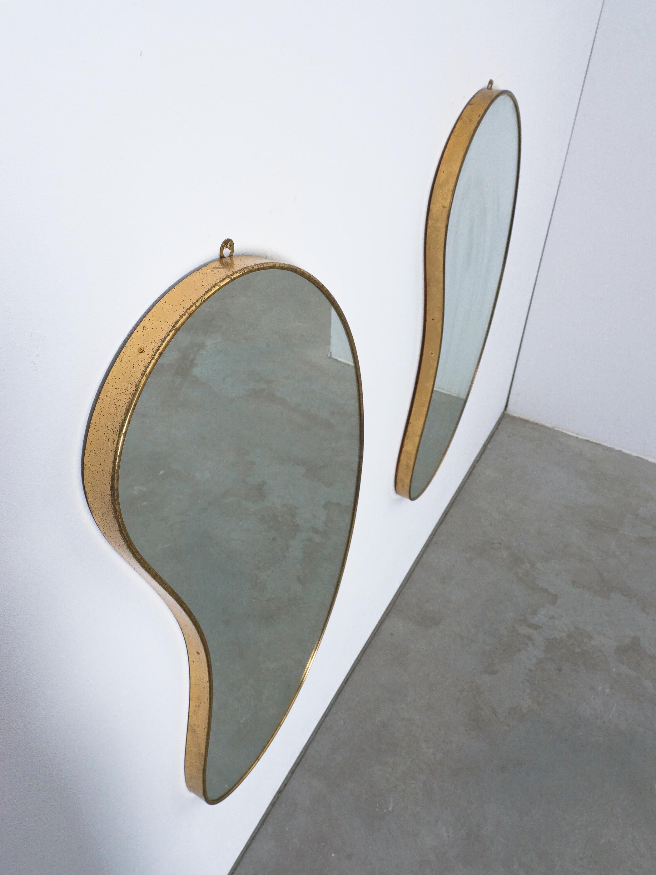 Mid-20th Century Organic Brass Rim Frame Mirrors (5) Mid-Century, Italy For Sale