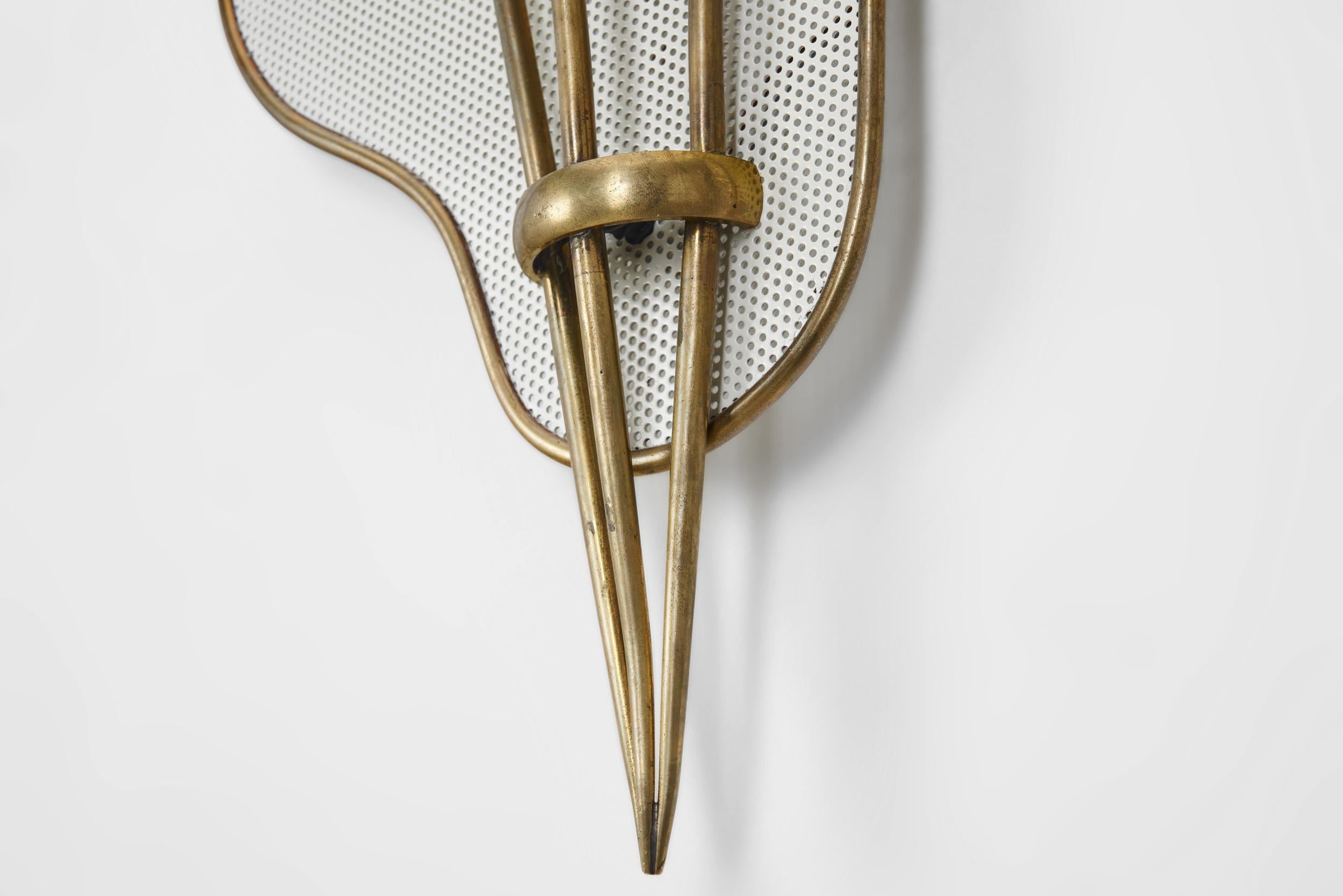 Organic Brass Wall Lamp Attributed to Jacques Biny, France 1960s For Sale 11