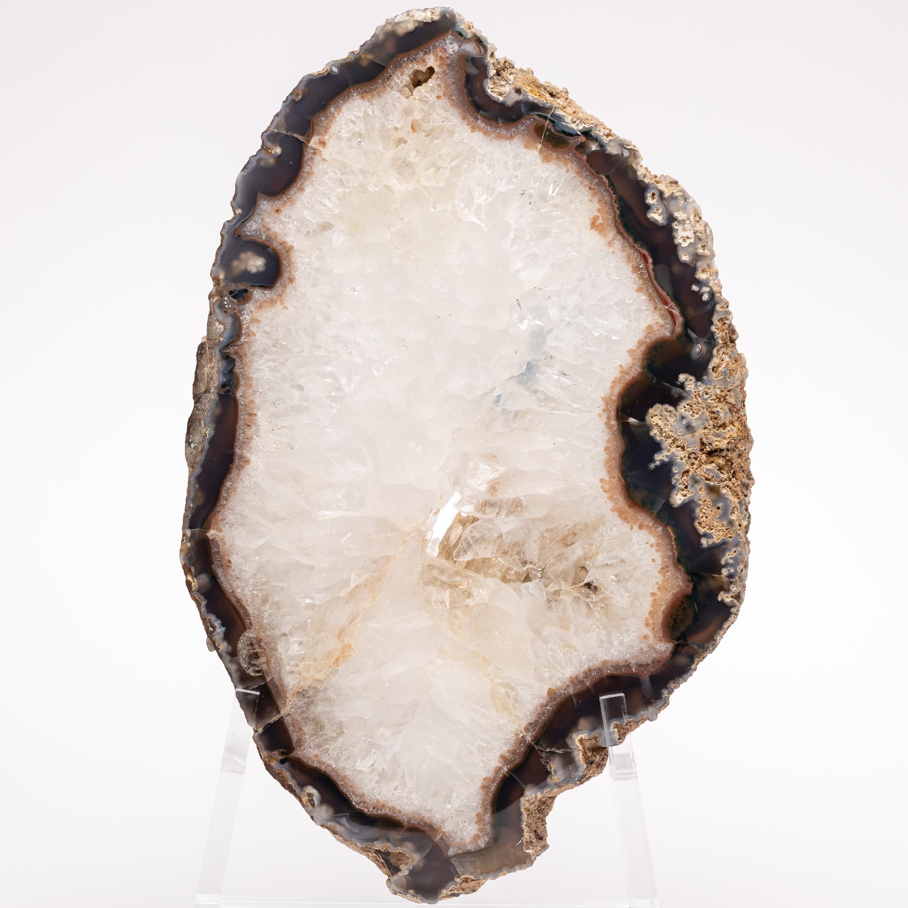 Mexican Organic Brazilian Shape Agate Slab on a Custom Acrylic Stand