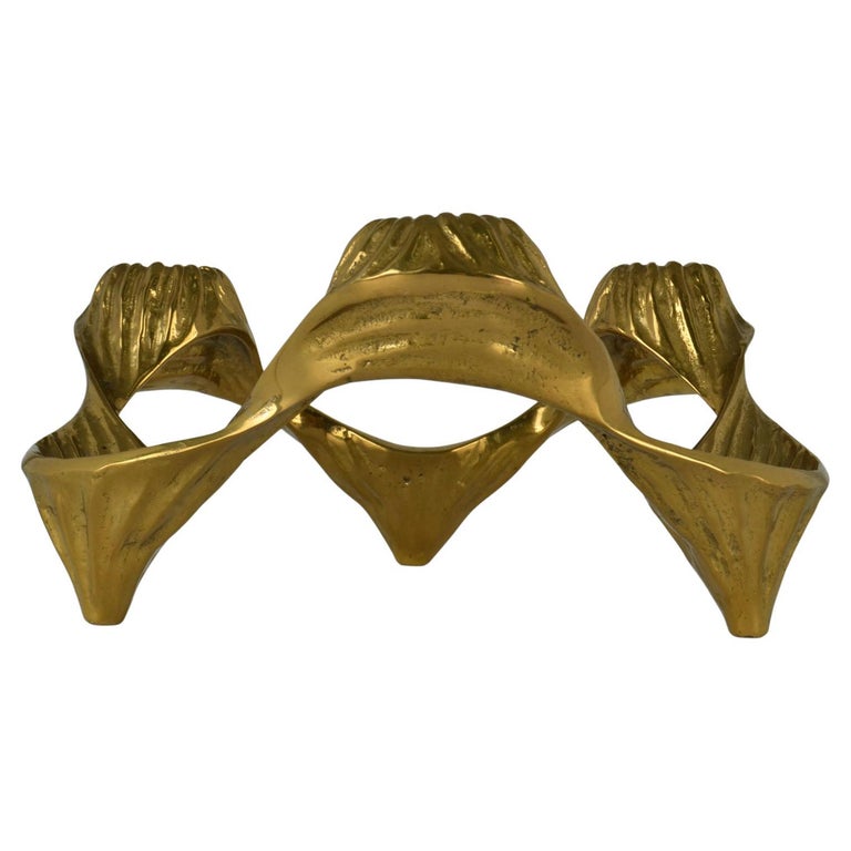 Large Organic Bronze Candelabra for Six Candles For Sale at 1stDibs