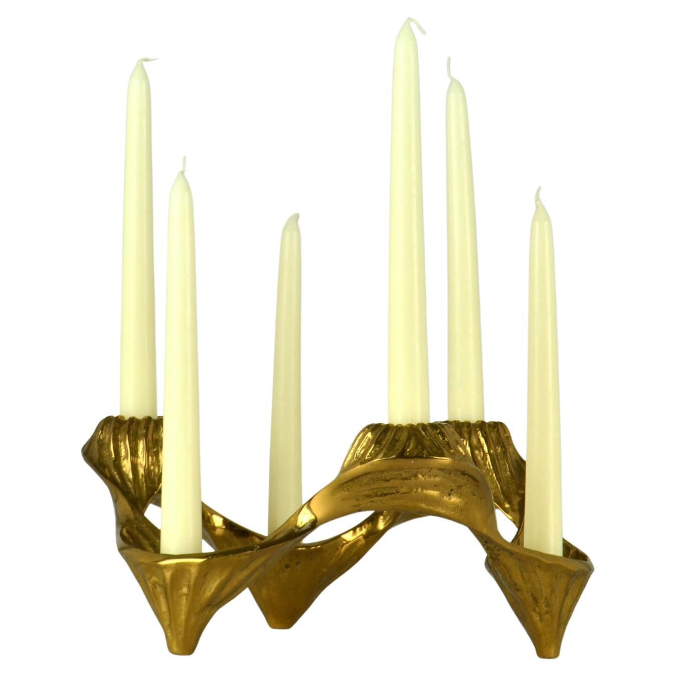 Großer organischer Bronze-Kandelaber für sechs Kerzen (Moderne der Mitte des Jahrhunderts) im Angebot