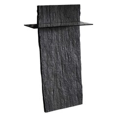Organic Bronze Glass, Black Rough Marble Slate Console by Frédéric Saulou