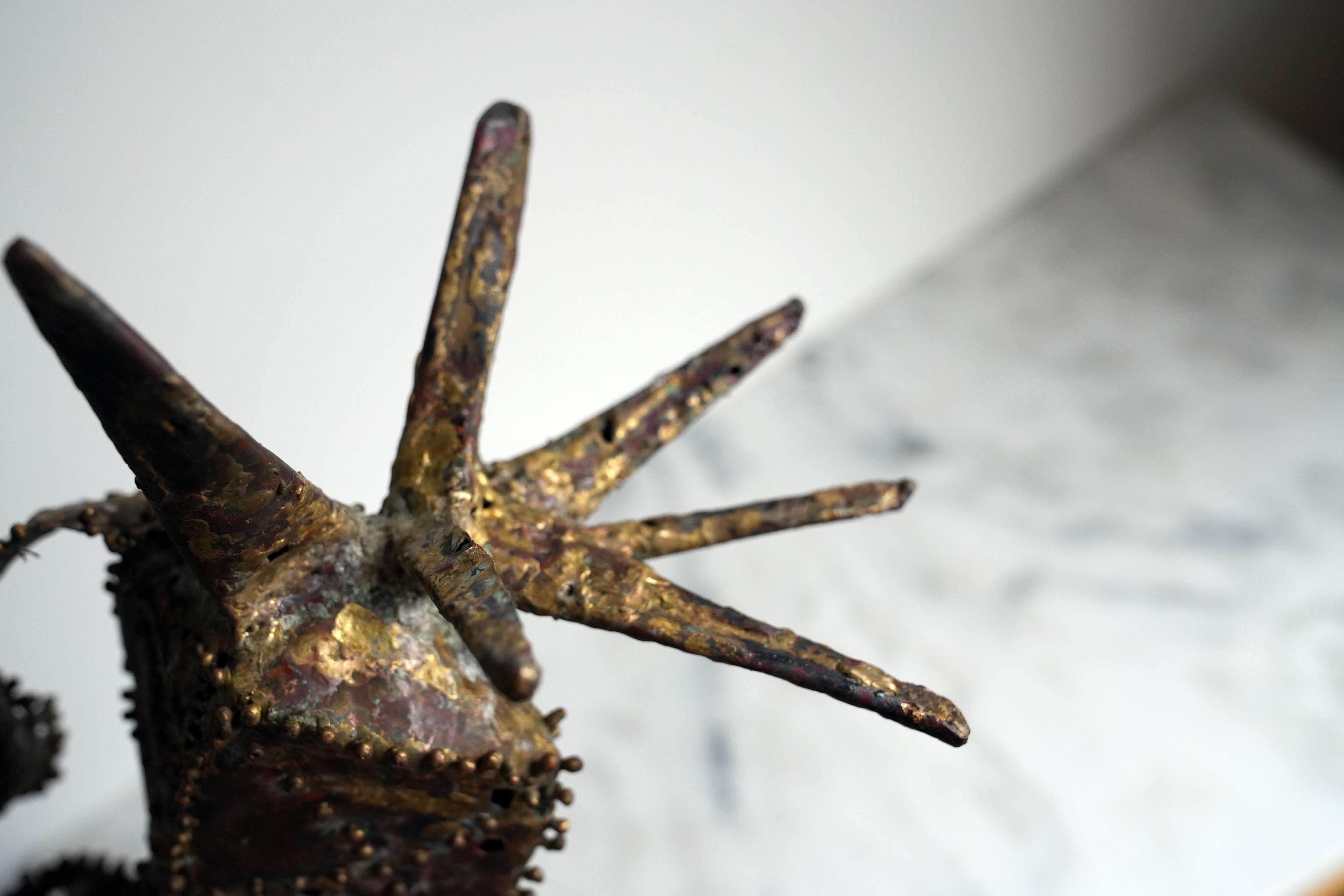 Organic Brutalist Brass and Copper Sculpture For Sale 1