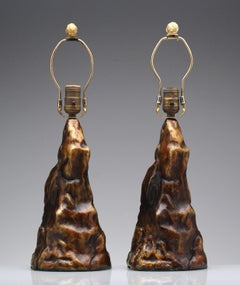 Organic Modern Bronze Pair of Table Lamps Vintage