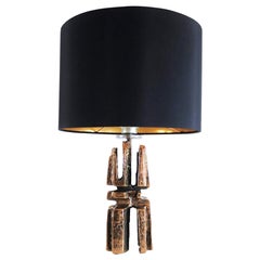 Organic Brutalist Bronze Table Lamp, 1960s