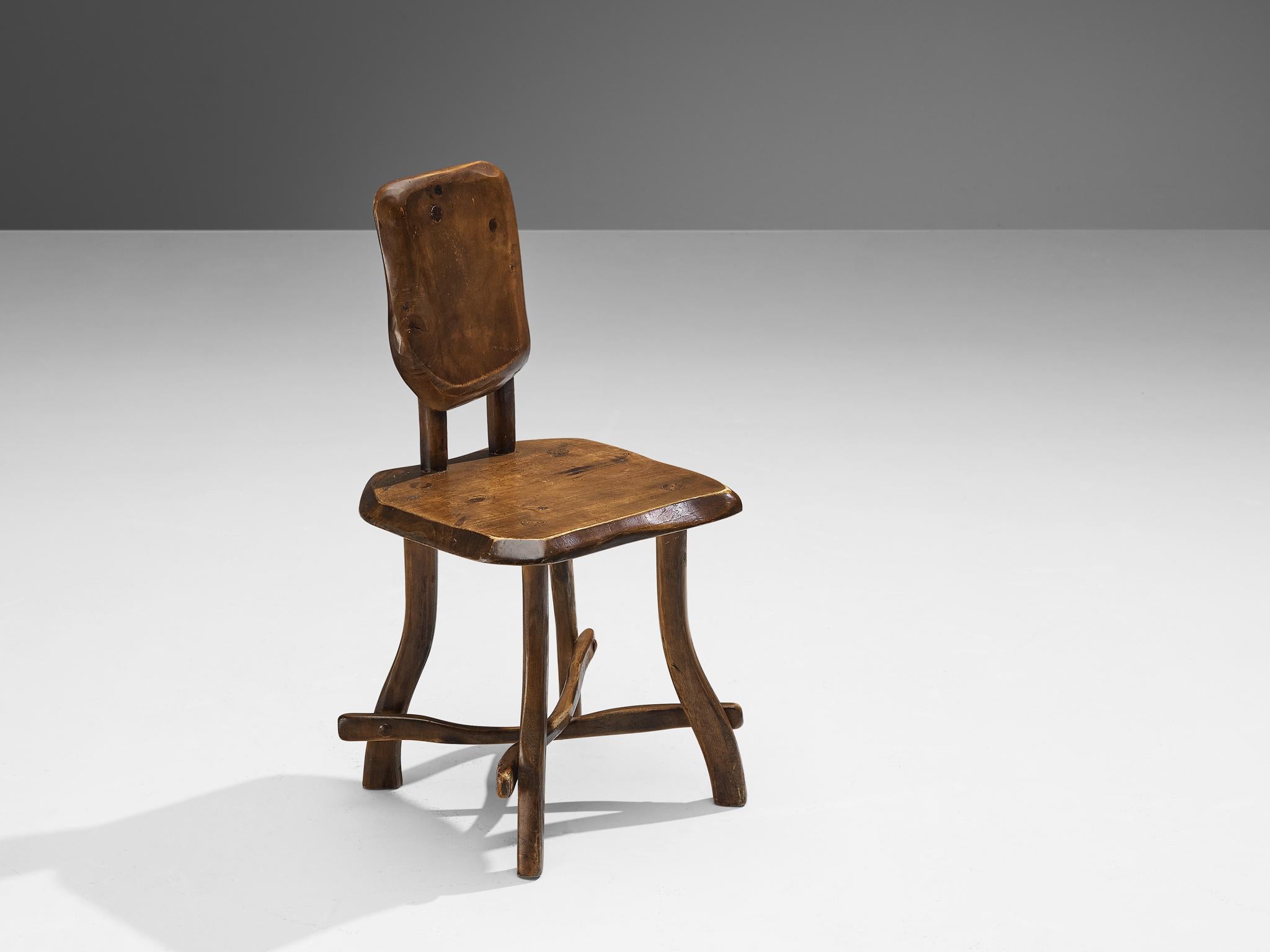 Mid-20th Century Organic Brutalist Chair and Stool in Maple  For Sale