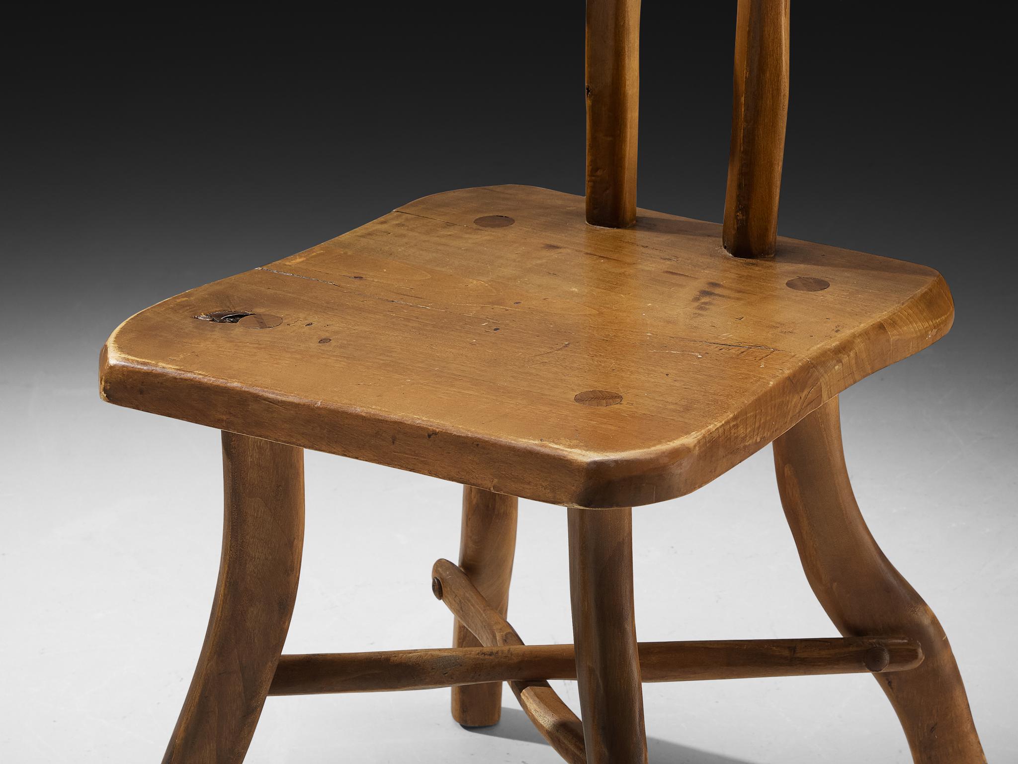 Brutalisme Fauteuil brutaliste organique en érable en vente