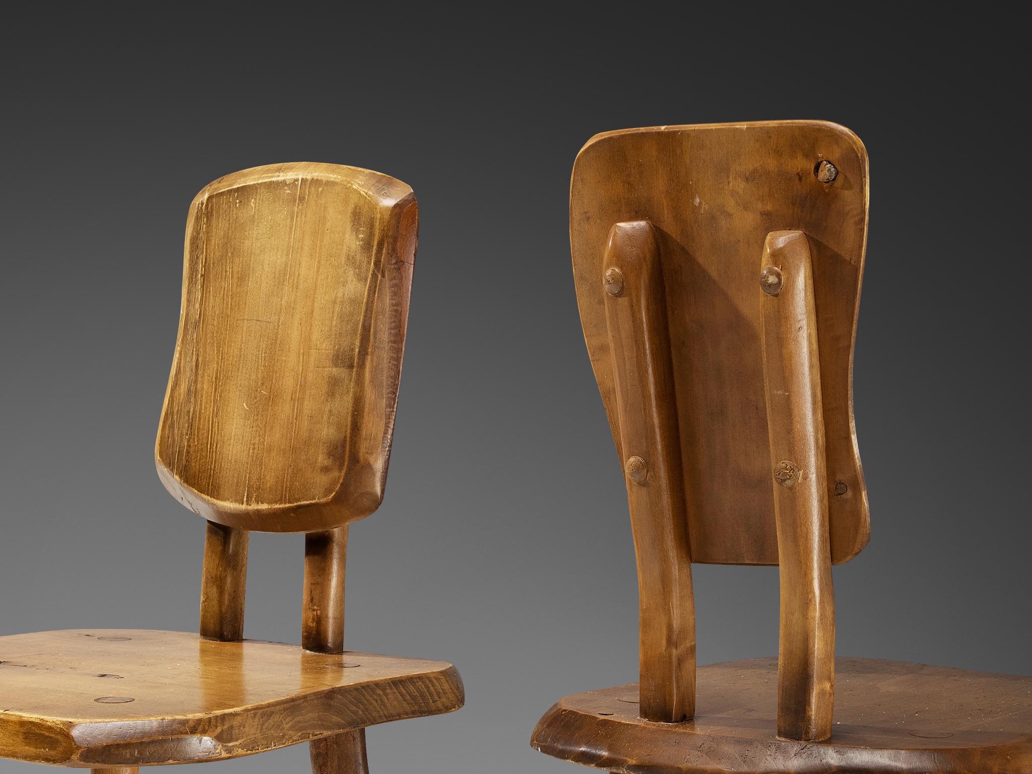 European Organic Brutalist Chairs in Maple  For Sale