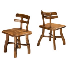 Organic Brutalist Chairs with Decorative Double Backrests in Maple