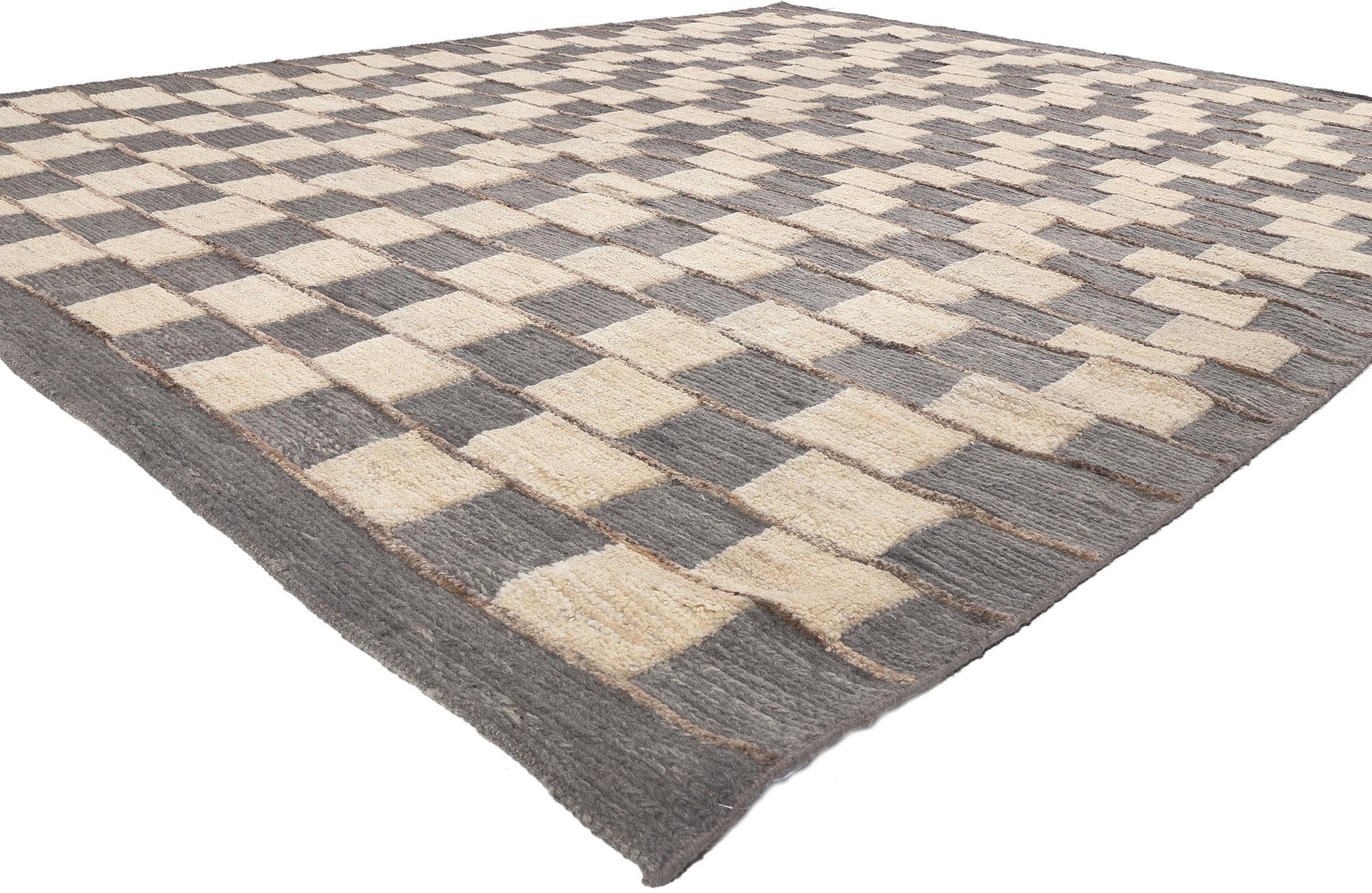 Organic Brutalist Moroccan Textured Rug Neutral Earth-Tones For Sale 1