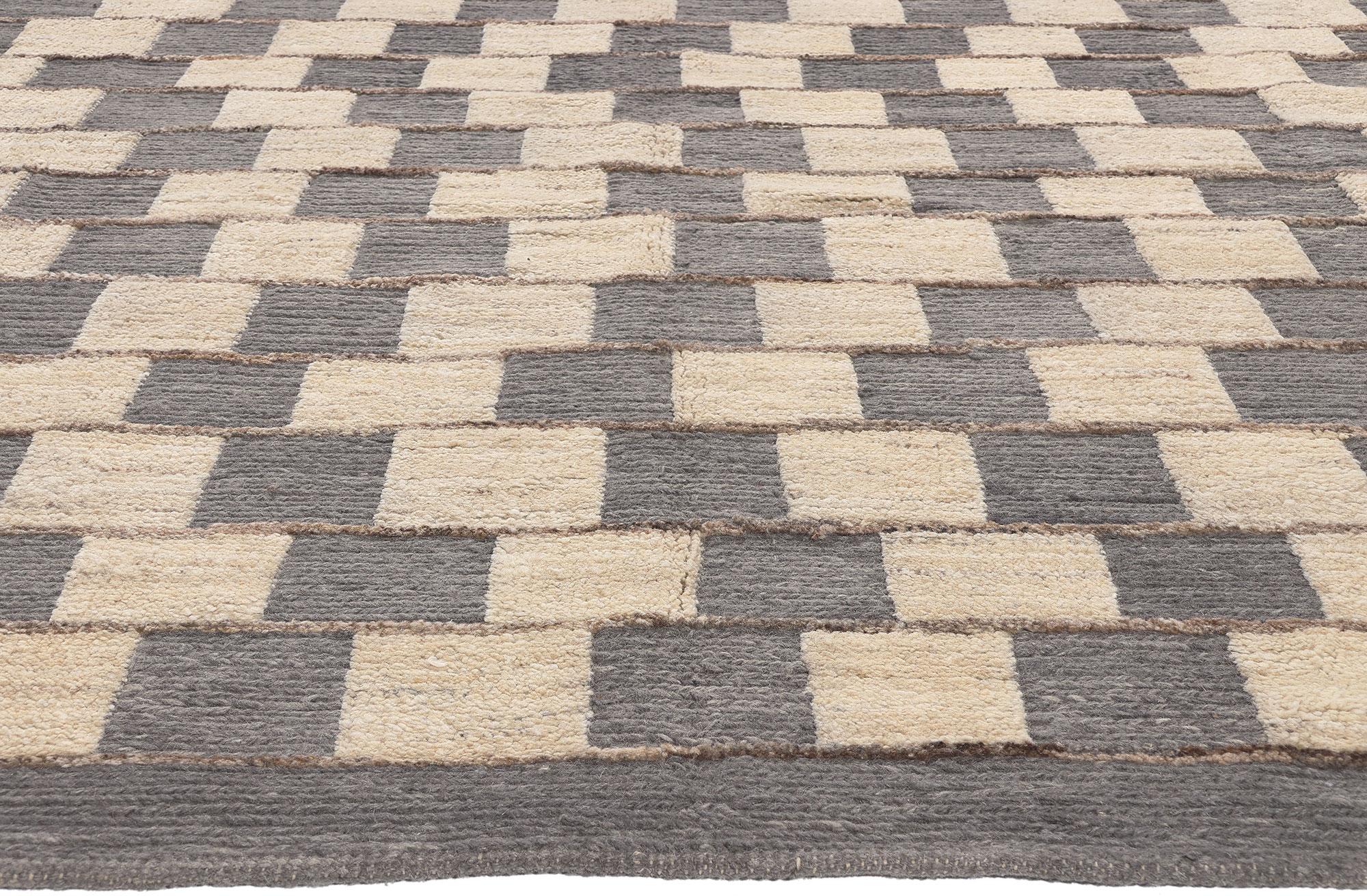 Pakistani Organic Brutalist Moroccan Textured Rug Neutral Earth-Tones For Sale