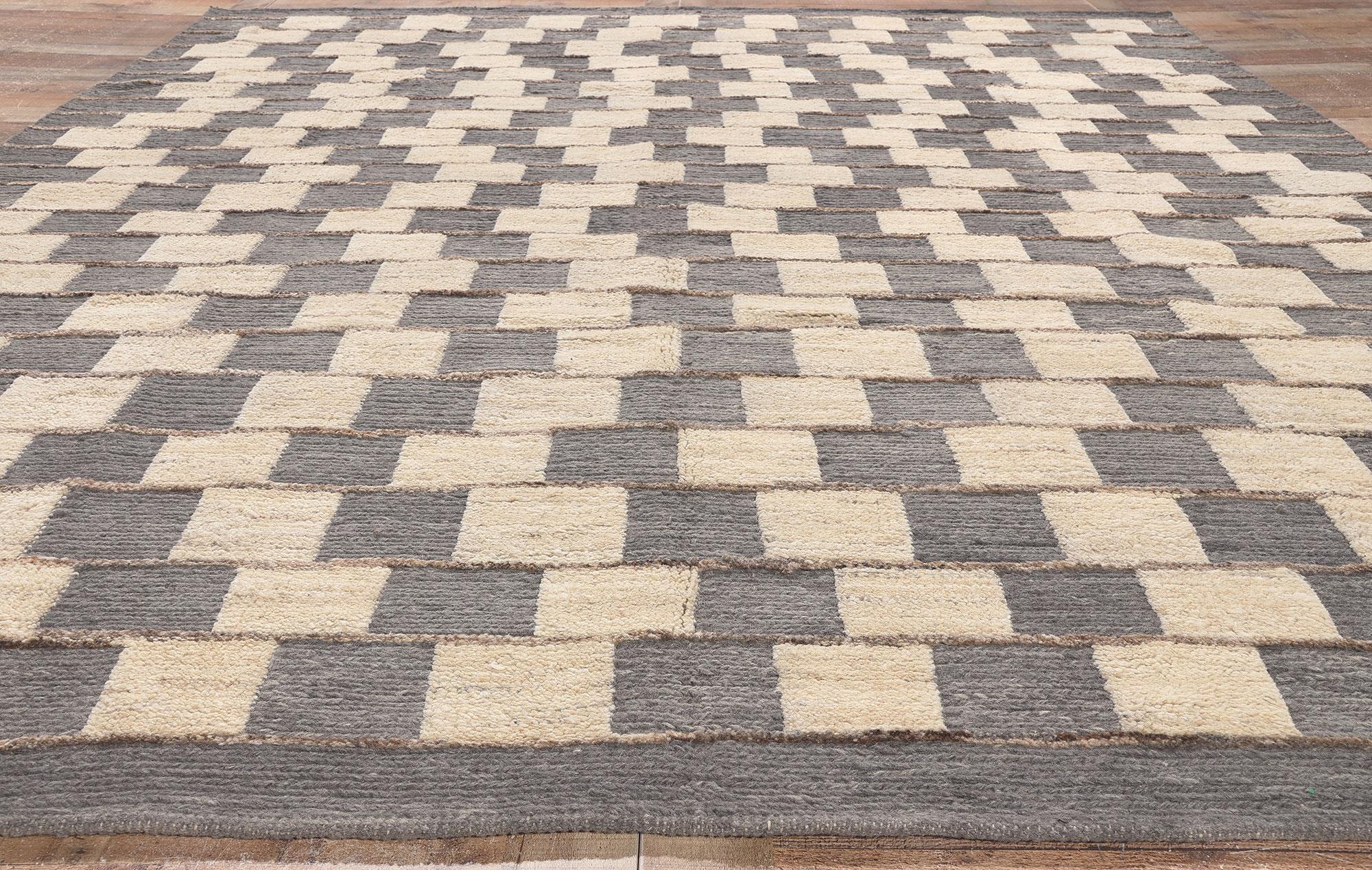 Hand-Knotted Organic Brutalist Moroccan Textured Rug Neutral Earth-Tones For Sale