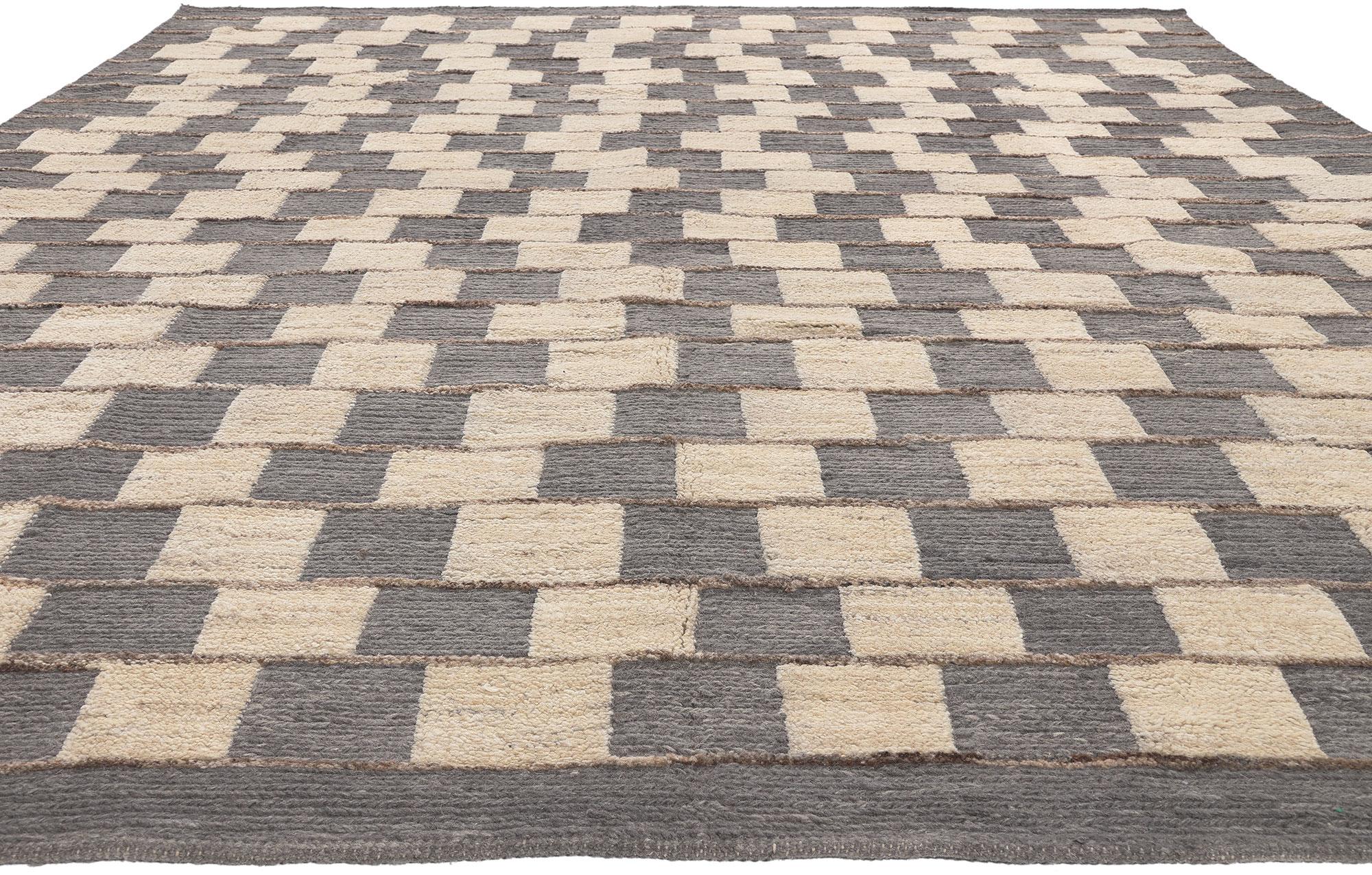 Organic Brutalist Moroccan Textured Rug Neutral Earth-Tones In New Condition For Sale In Dallas, TX