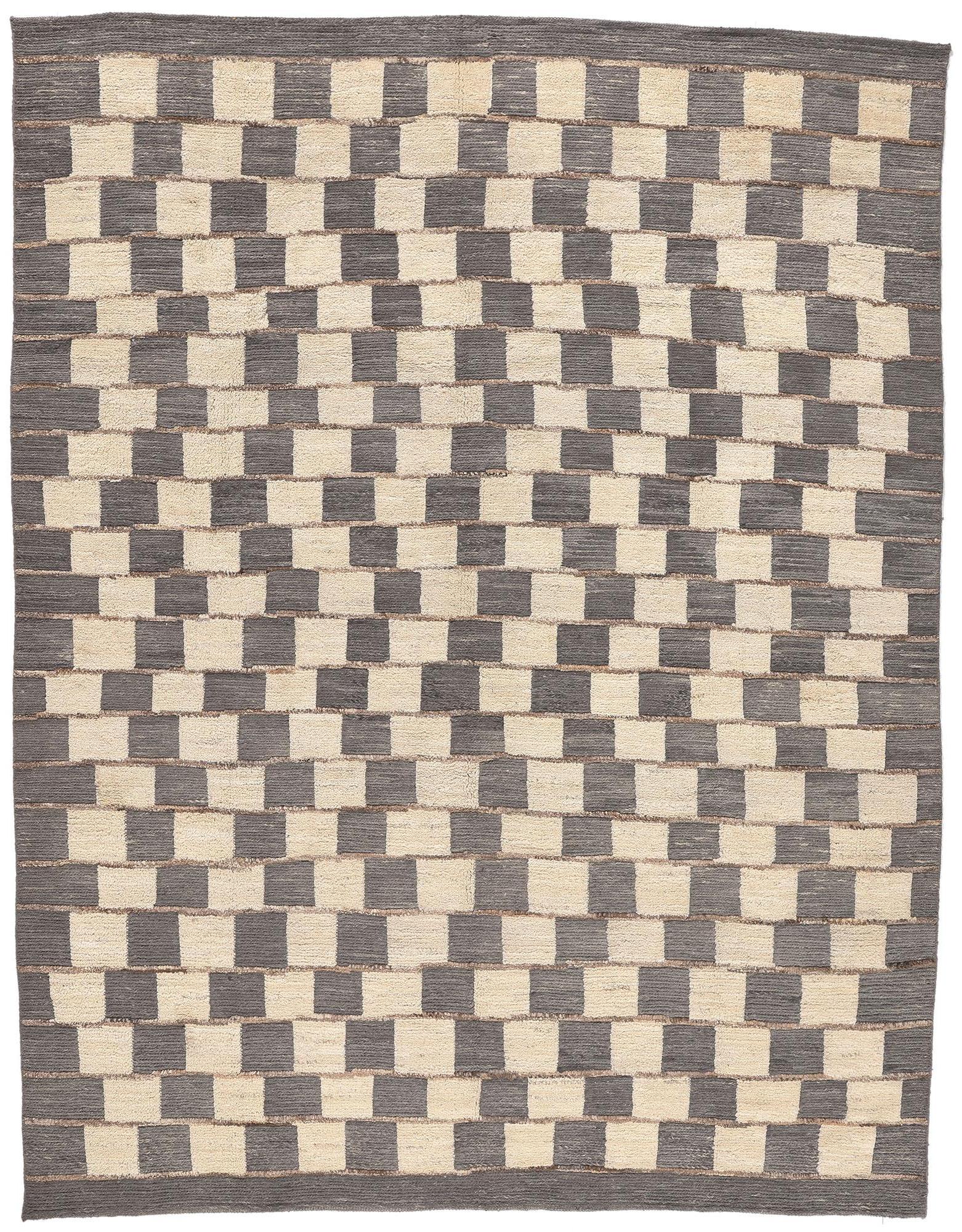 Organic Brutalist Moroccan Textured Rug Neutral Earth-Tones For Sale